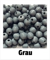 Rillenperlen 10mm grau